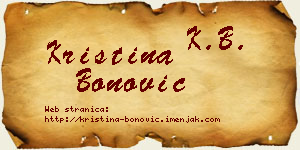 Kristina Bonović vizit kartica